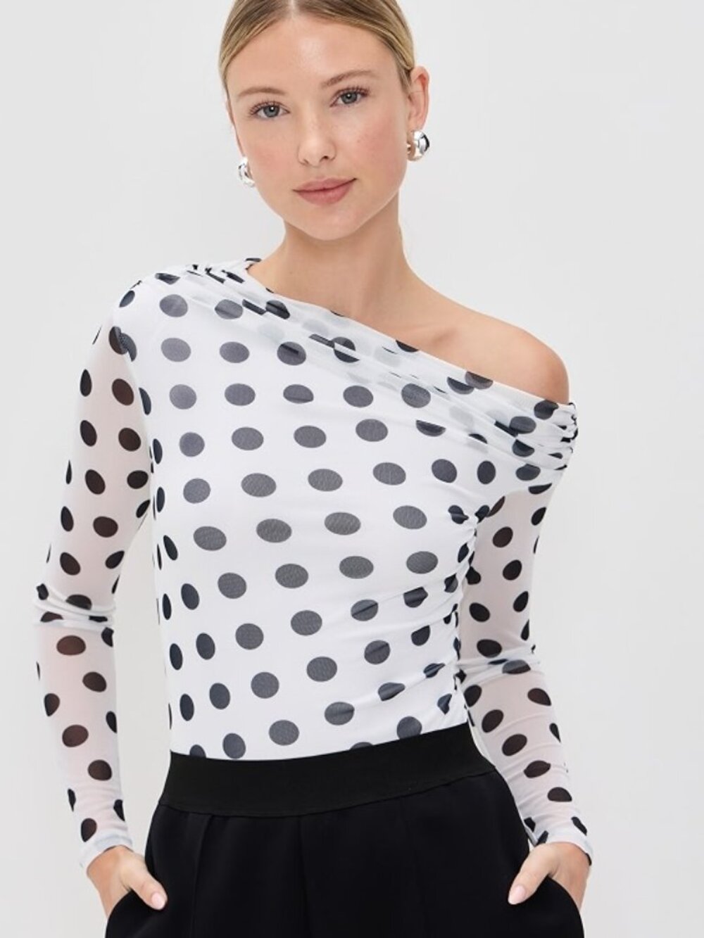 AFRM Barry polka dot blouse M NWT